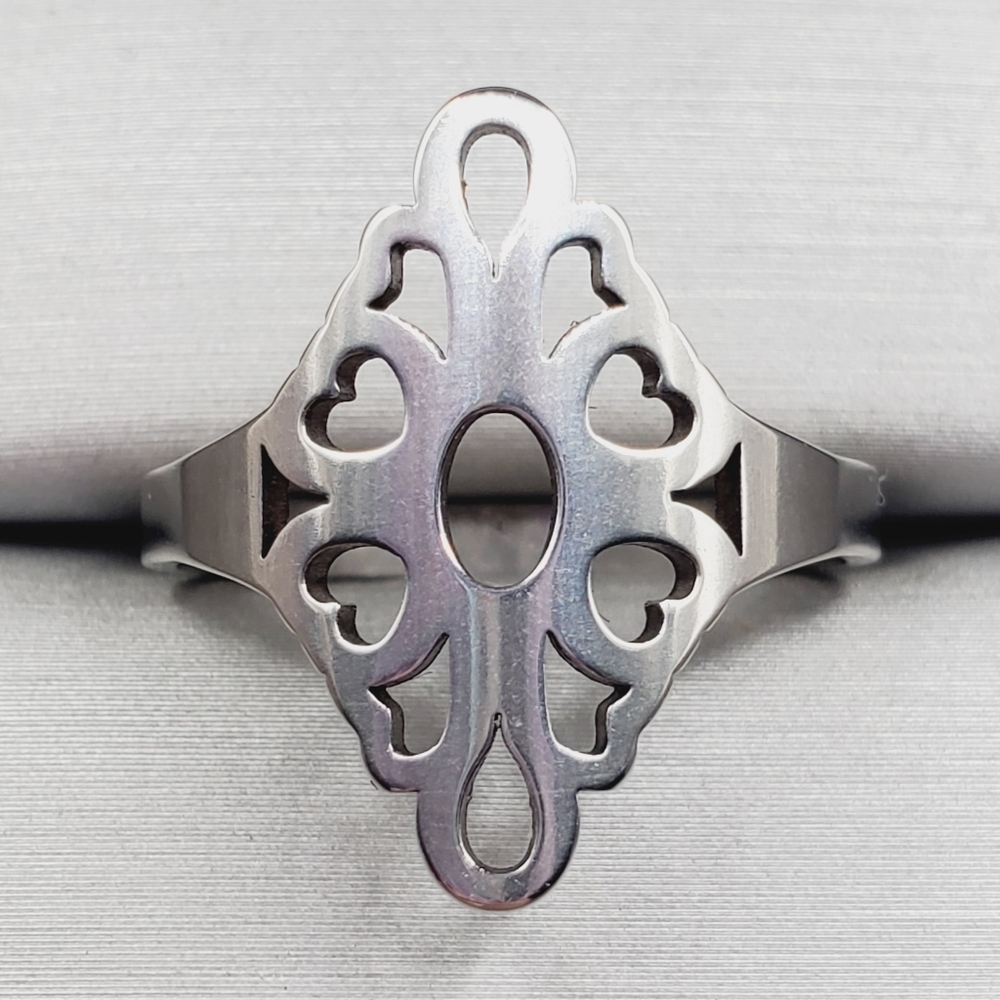 Silver Tone Filigree Statement Ring